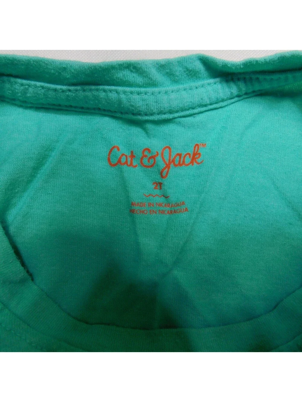 Cat & Jack Toddler Girls Teal Green Llama T Shirt Size 2T Rainbow Metallic Tee